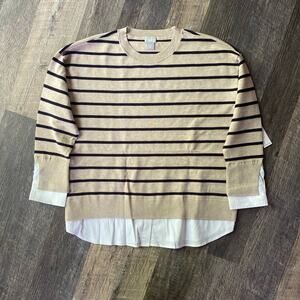 Chico’s striped pullover crew sweater